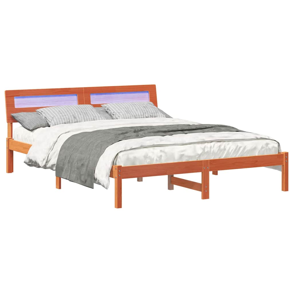 vidaXL Ramka łóżka Woskowy Brąz 150 x 200 cm Lite drewno sosnowe