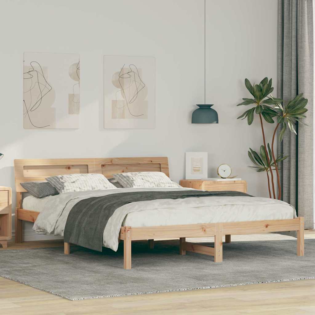 vidaXL Ramka łóżka Brązowy 140 x 200 cm Lite drewno sosnowe