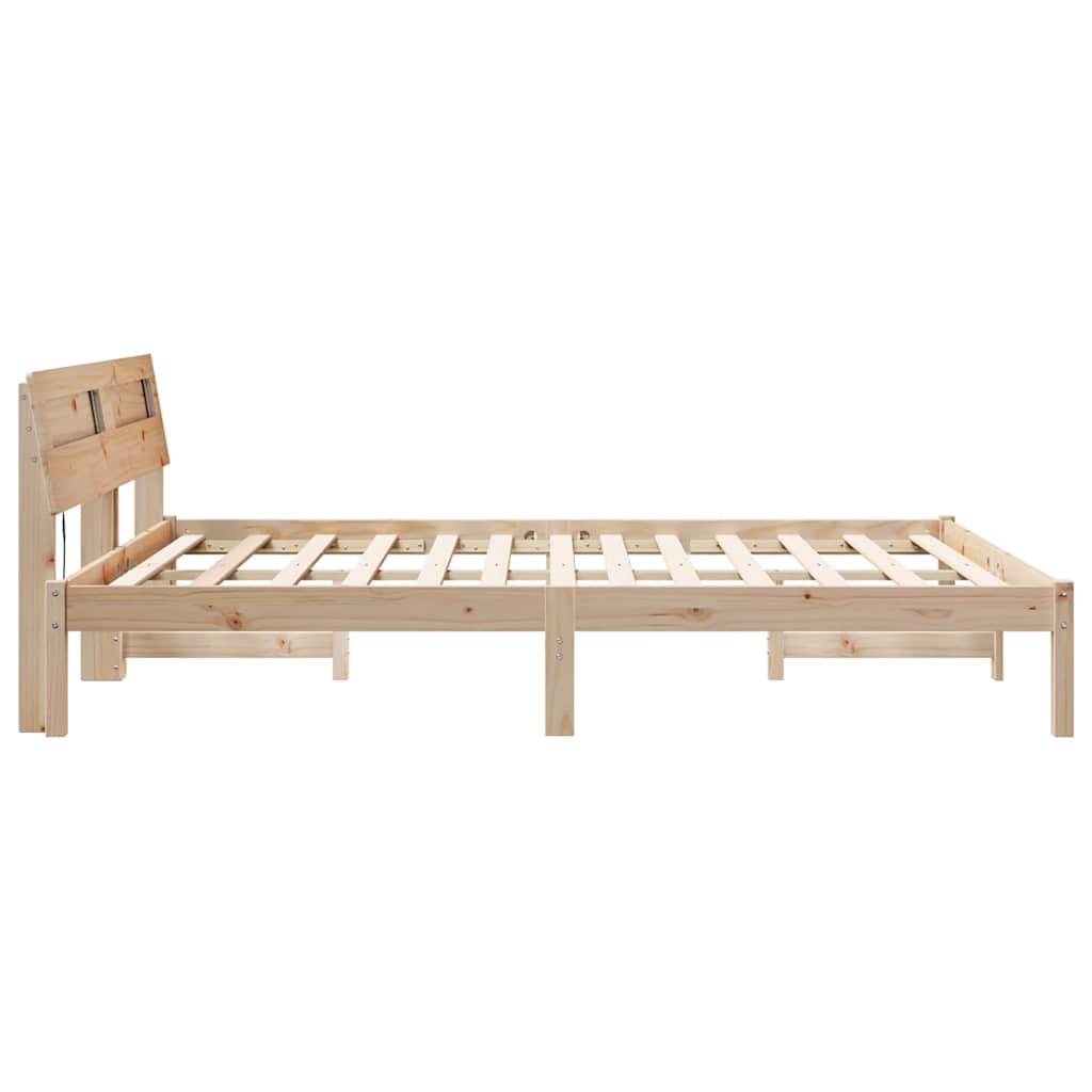 vidaXL Ramka łóżka Brązowy 140 x 200 cm Lite drewno sosnowe