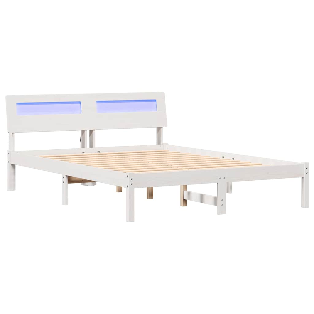 vidaXL Ramka łóżka Z zagłówkiem Biały 120 x 200 cm Lite drewno sosnowe