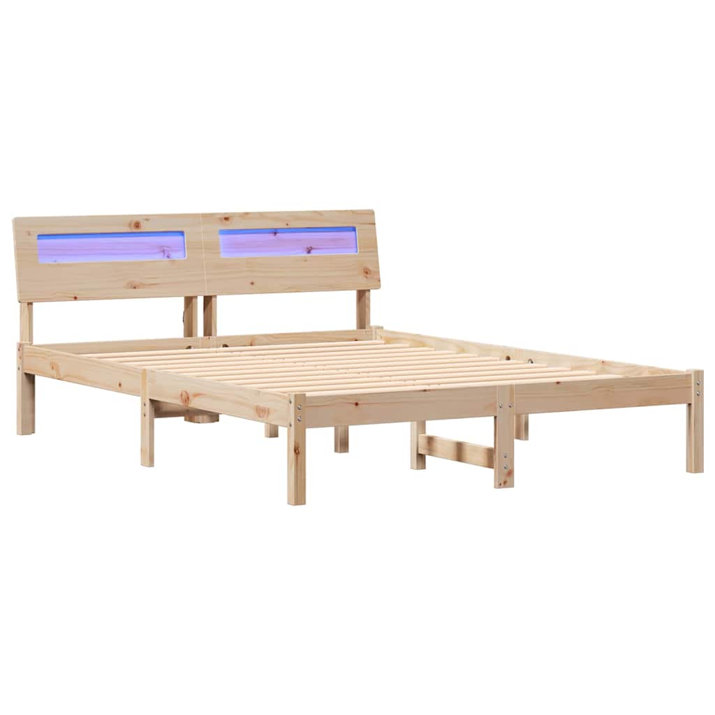 vidaXL Ramka łóżka Brązowy 140 x 190 cm Lite drewno sosnowe