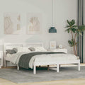 vidaXL Ramka łóżka Z zagłówkiem Biały 140 x 190 cm Lite drewno sosnowe