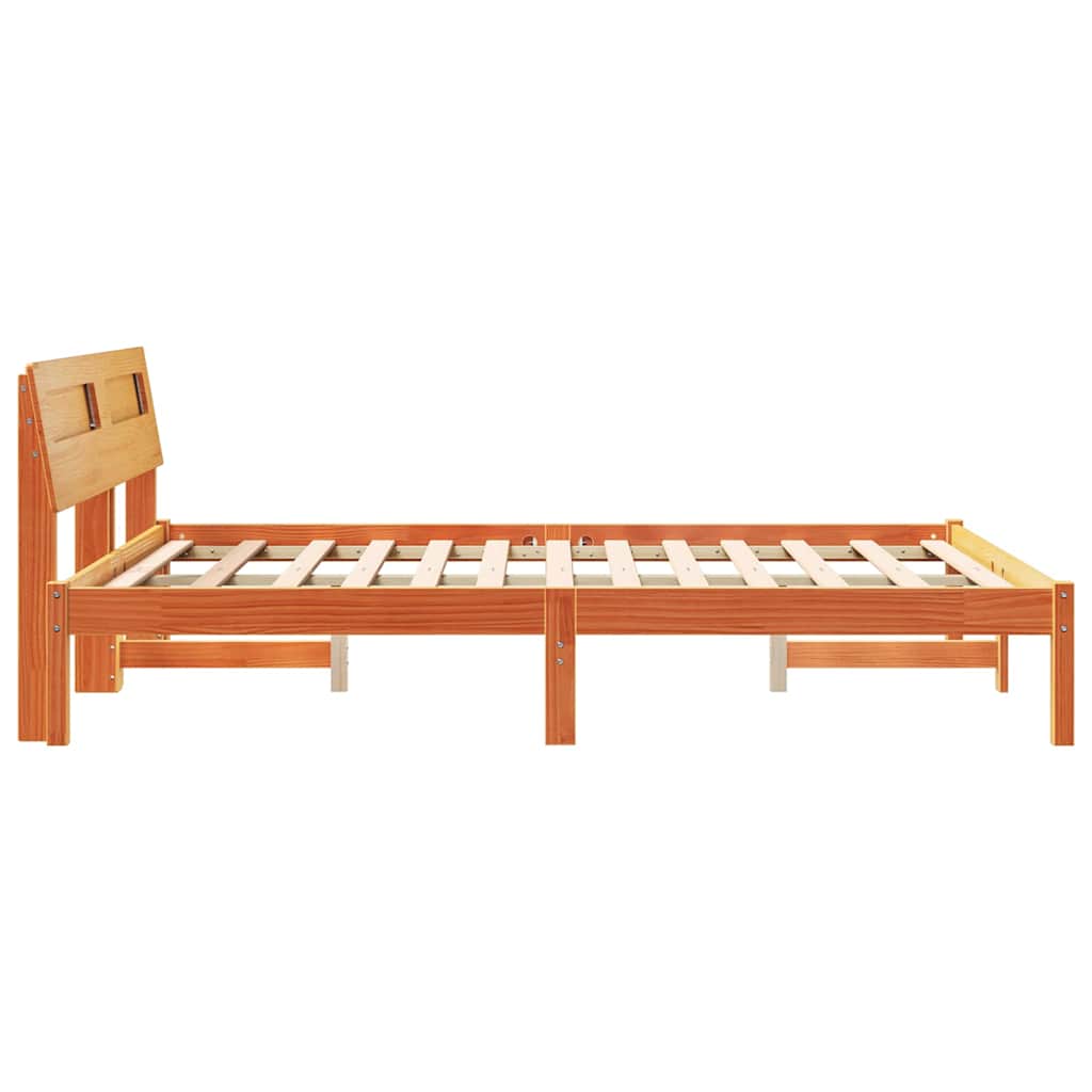 vidaXL Ramka łóżka Woskowy Brąz 140 x 190 cm Lite drewno sosnowe