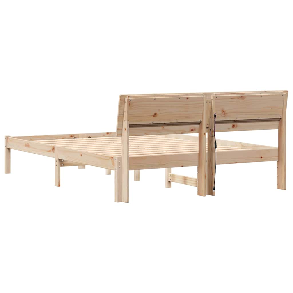 vidaXL Ramka łóżka Brązowy 135 x 190 cm Lite drewno sosnowe