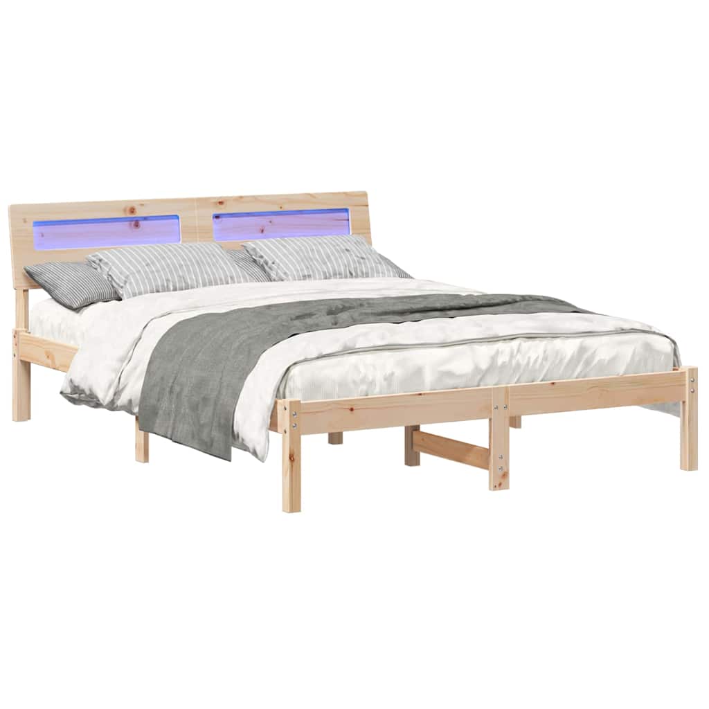 vidaXL Ramka łóżka Brązowy 135 x 190 cm Lite drewno sosnowe