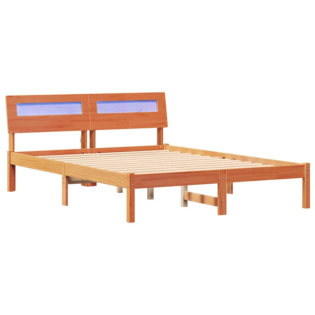vidaXL Ramka łóżka Woskowy Brąz 135 x 190 cm Lite drewno sosnowe