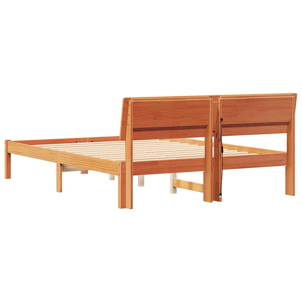 vidaXL Ramka łóżka Woskowy Brąz 135 x 190 cm Lite drewno sosnowe