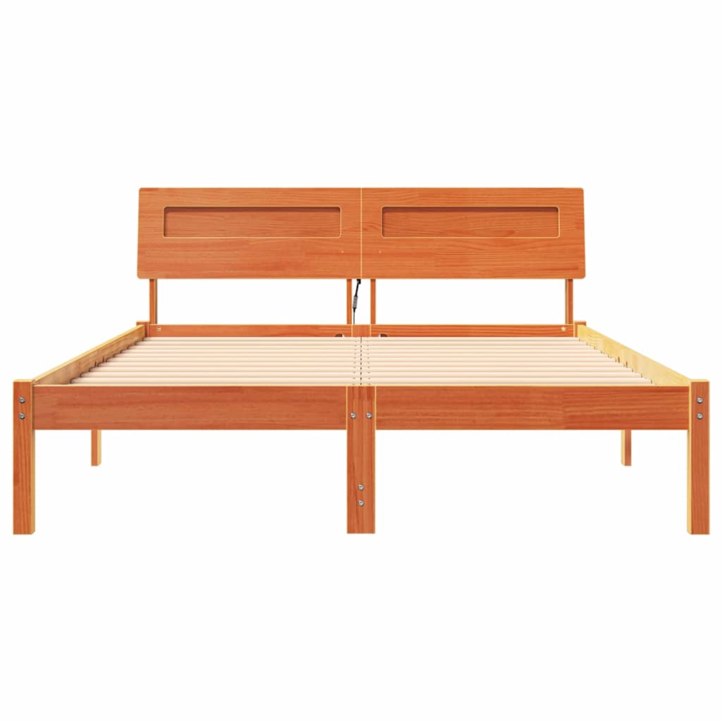 vidaXL Ramka łóżka Woskowy Brąz 135 x 190 cm Lite drewno sosnowe