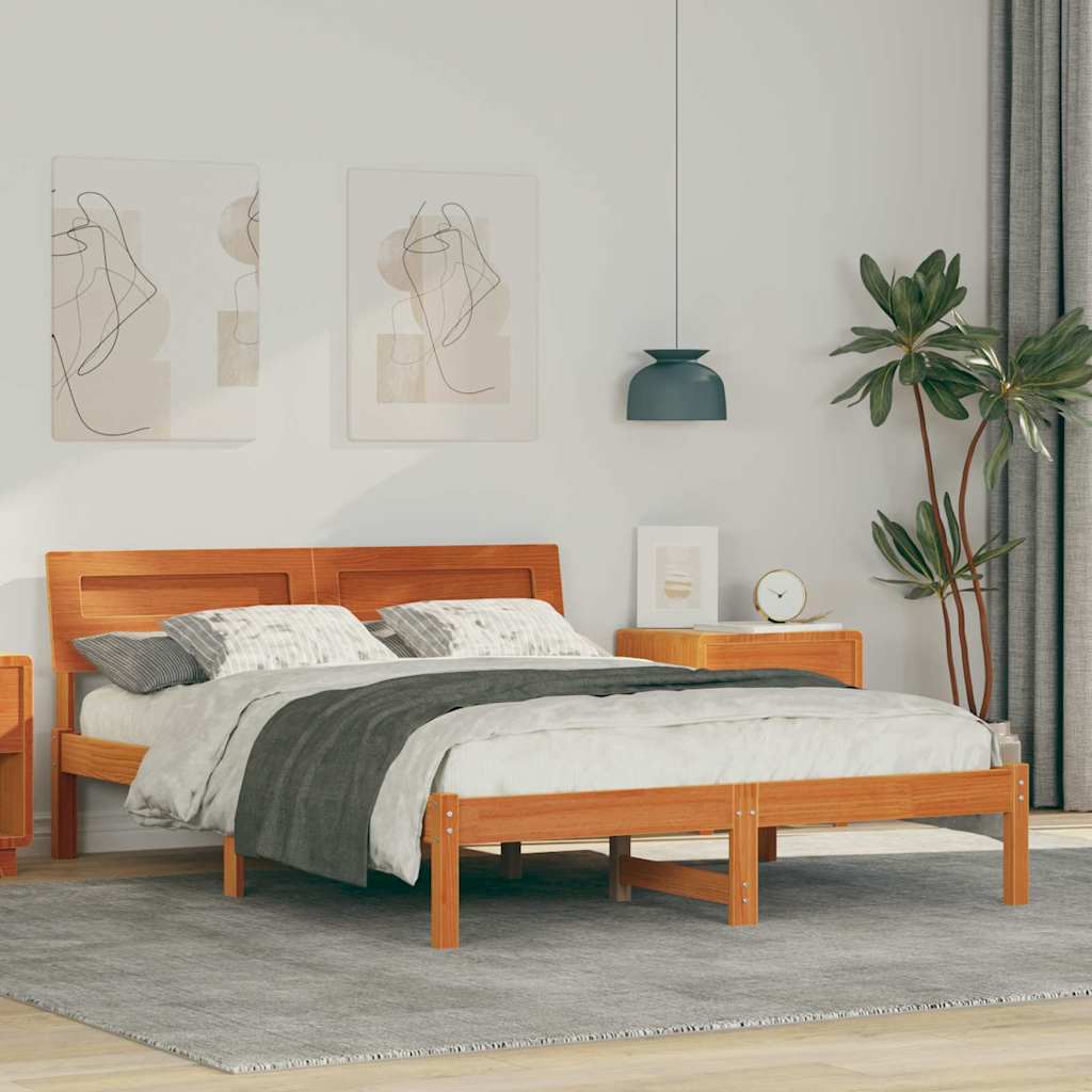 vidaXL Ramka łóżka Woskowy Brąz 120 x 190 cm Lite drewno sosnowe
