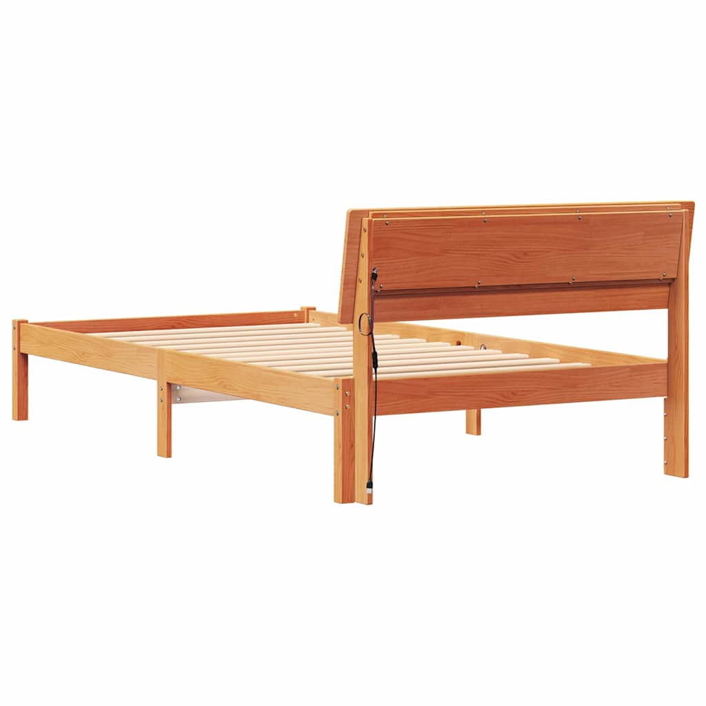 vidaXL Ramka łóżka Woskowy Brąz 100 x 200 cm Lite drewno sosnowe