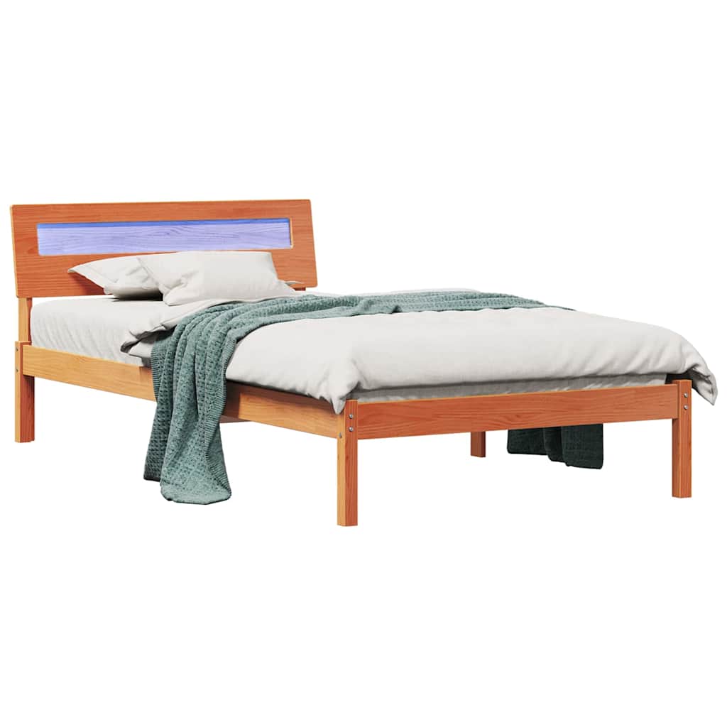 vidaXL Ramka łóżka Woskowy Brąz 90 x 200 cm Lite drewno sosnowe