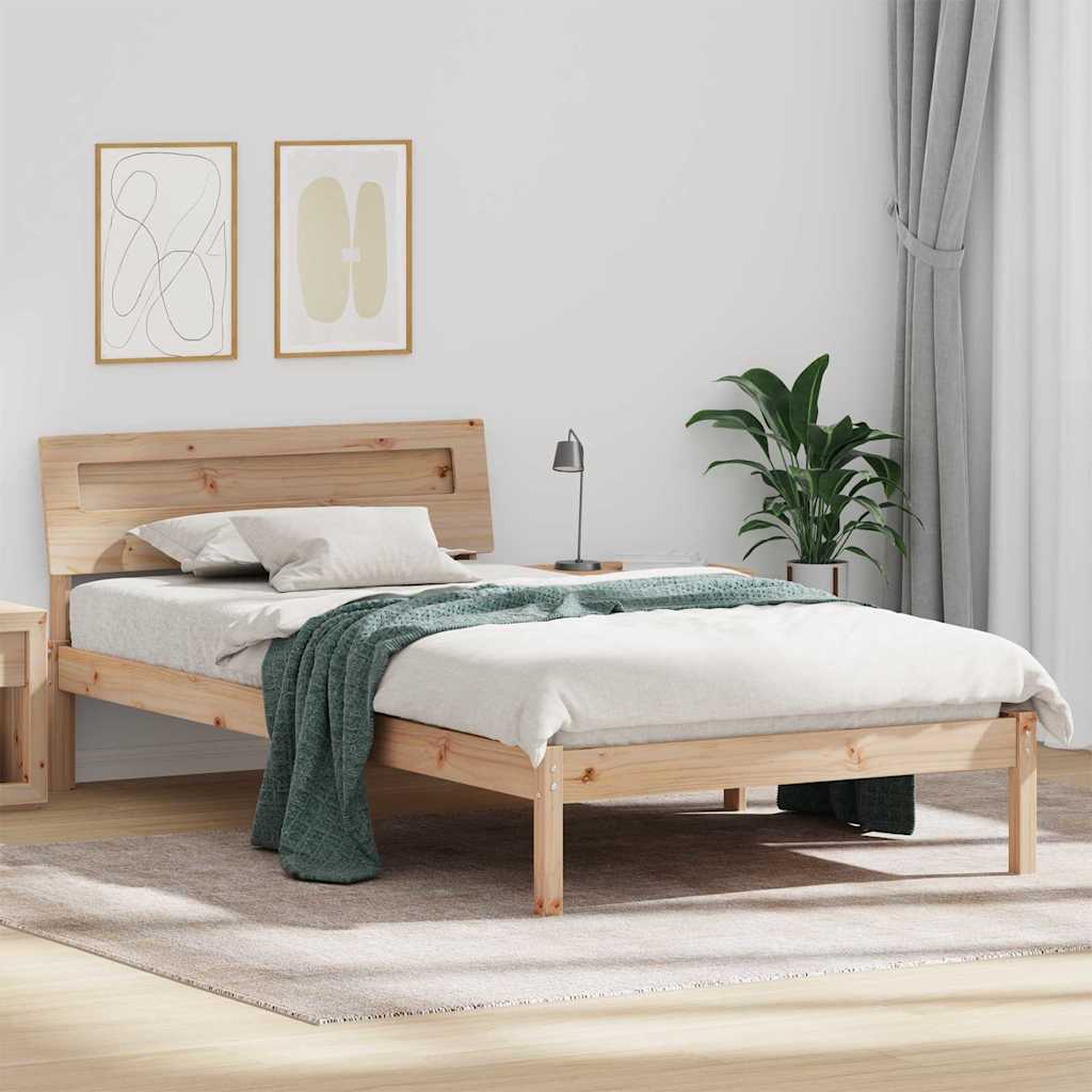 vidaXL Ramka łóżka Brązowy 90 x 190 cm Lite drewno sosnowe