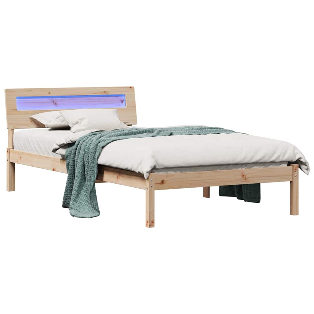 vidaXL Ramka łóżka Brązowy 90 x 190 cm Lite drewno sosnowe