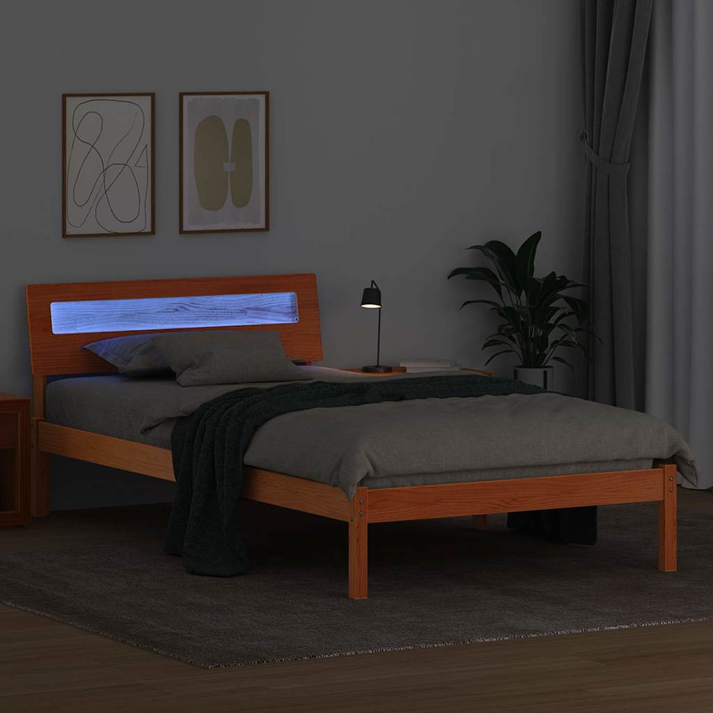 vidaXL Ramka łóżka Woskowy Brąz 90 x 190 cm Lite drewno sosnowe