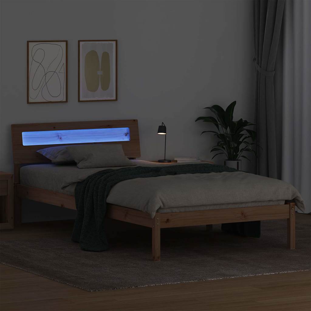 vidaXL Ramka łóżka Brązowy 75 x 190 cm Lite drewno sosnowe