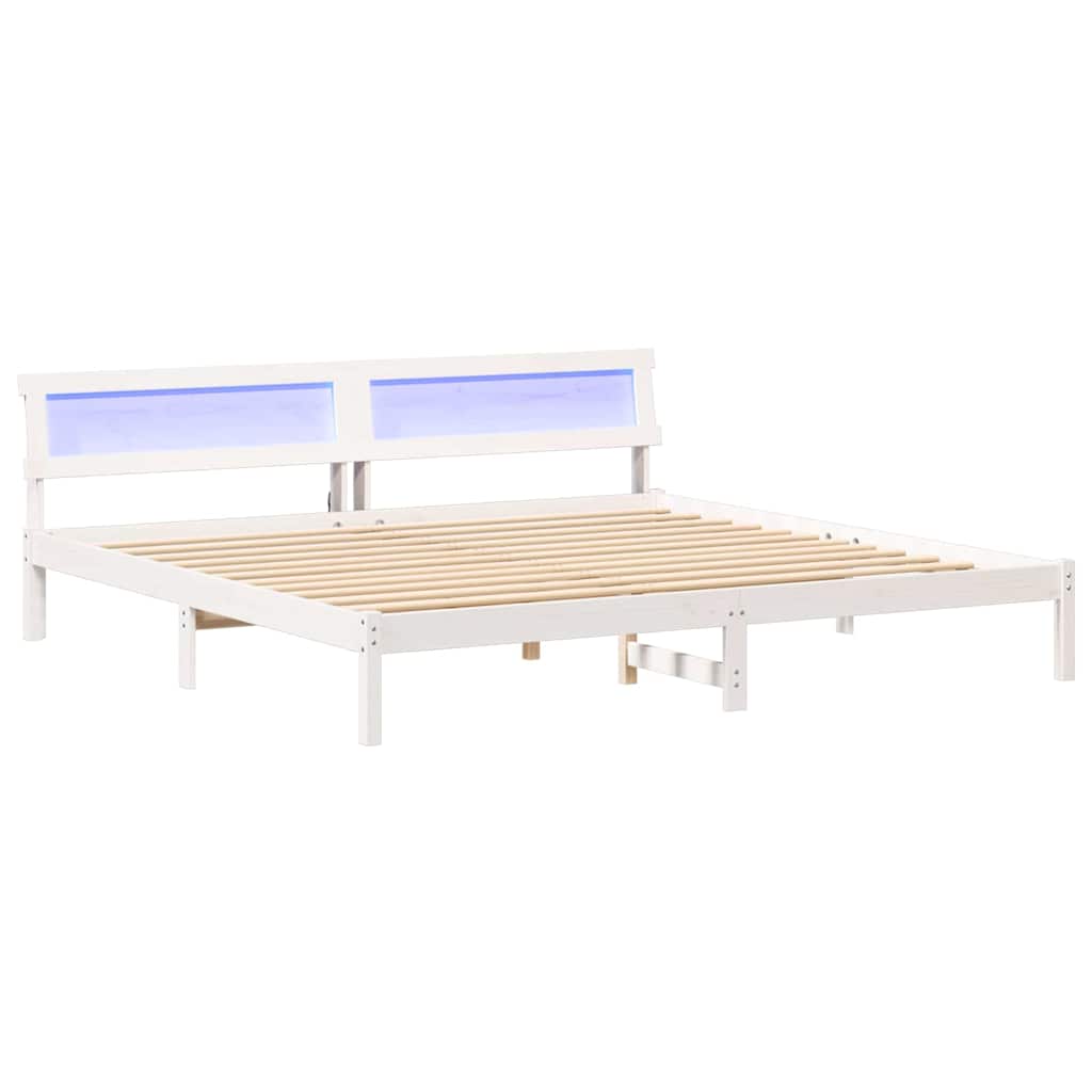 vidaXL Ramka łóżka Z zagłówkiem Biały 180 x 200 cm Lite drewno sosnowe