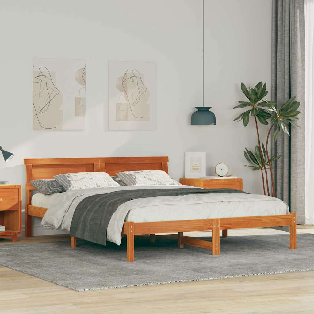 vidaXL Ramka łóżka Woskowy Brąz 160 x 200 cm Lite drewno sosnowe