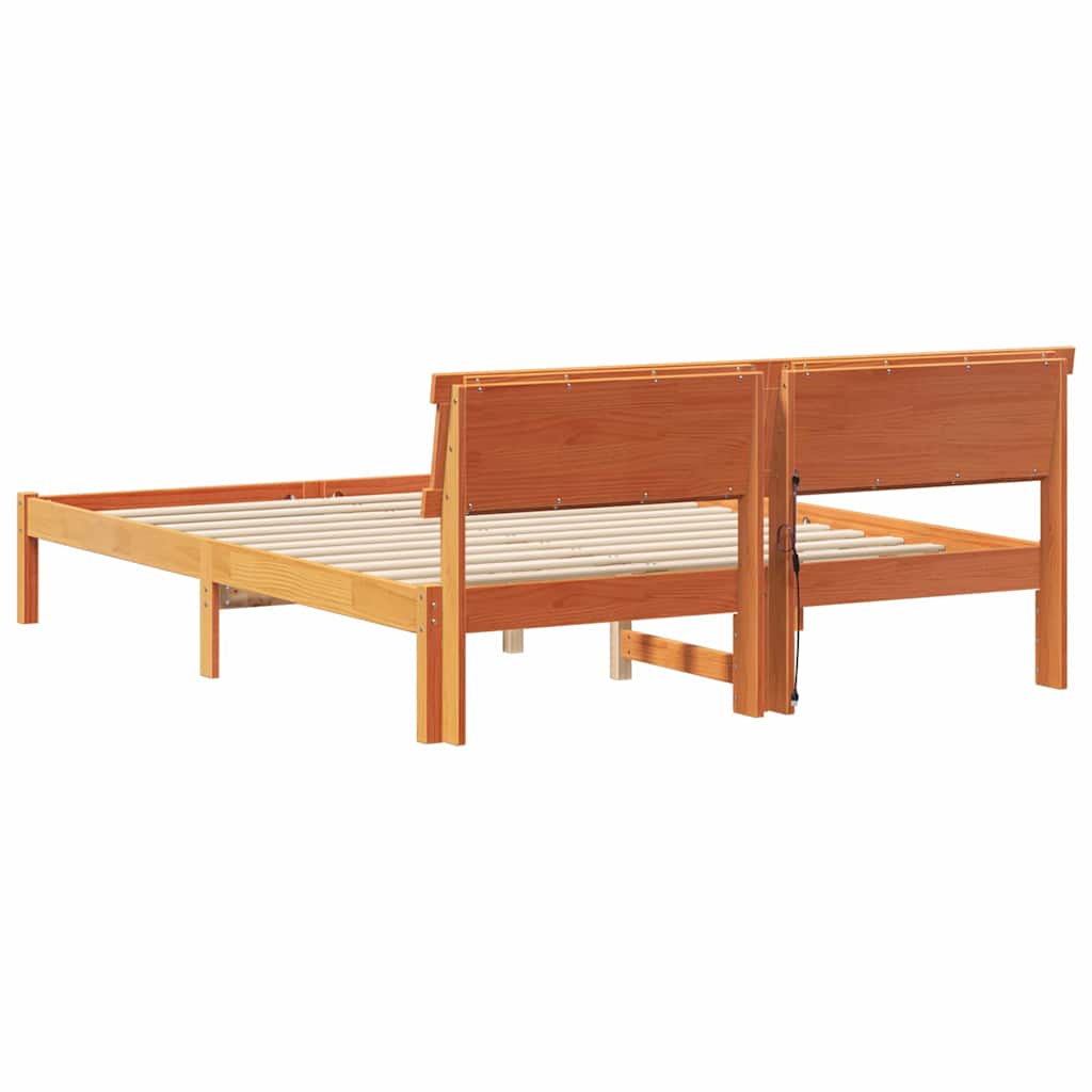 vidaXL Ramka łóżka Woskowy Brąz 160 x 200 cm Lite drewno sosnowe