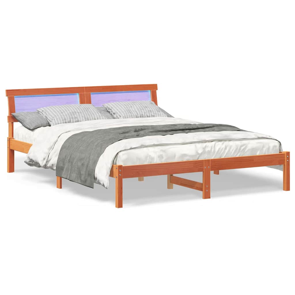 vidaXL Ramka łóżka Woskowy Brąz 160 x 200 cm Lite drewno sosnowe