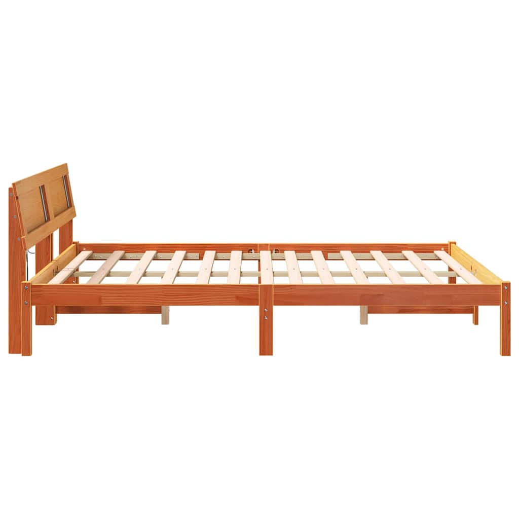 vidaXL Ramka łóżka Woskowy Brąz 160 x 200 cm Lite drewno sosnowe