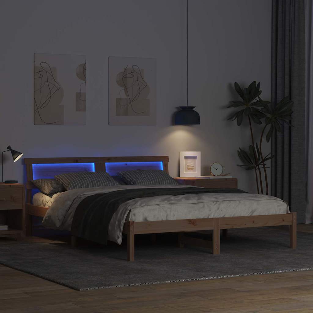 vidaXL Ramka łóżka Brązowy 150 x 200 cm Lite drewno sosnowe