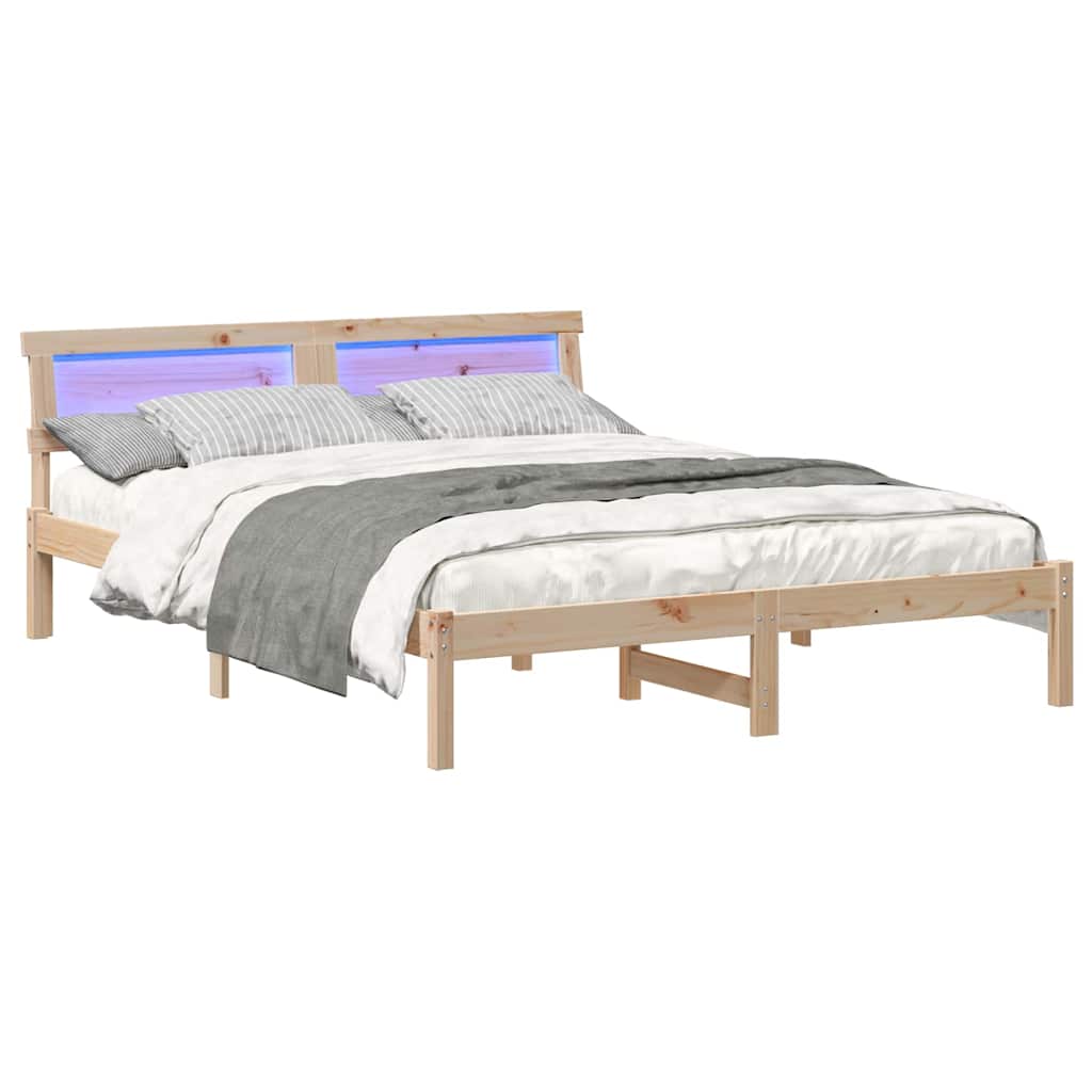 vidaXL Ramka łóżka Brązowy 150 x 200 cm Lite drewno sosnowe