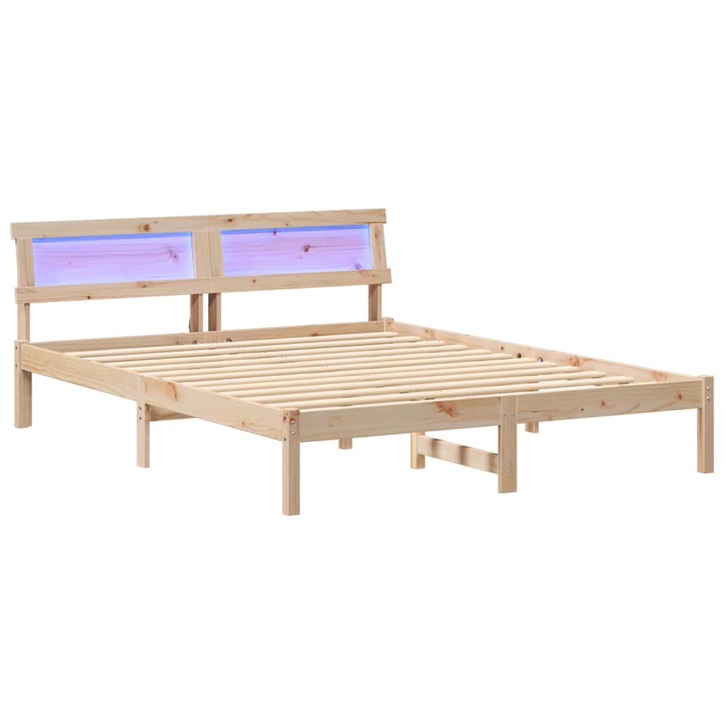 vidaXL Ramka łóżka Brązowy 140 x 200 cm Lite drewno sosnowe