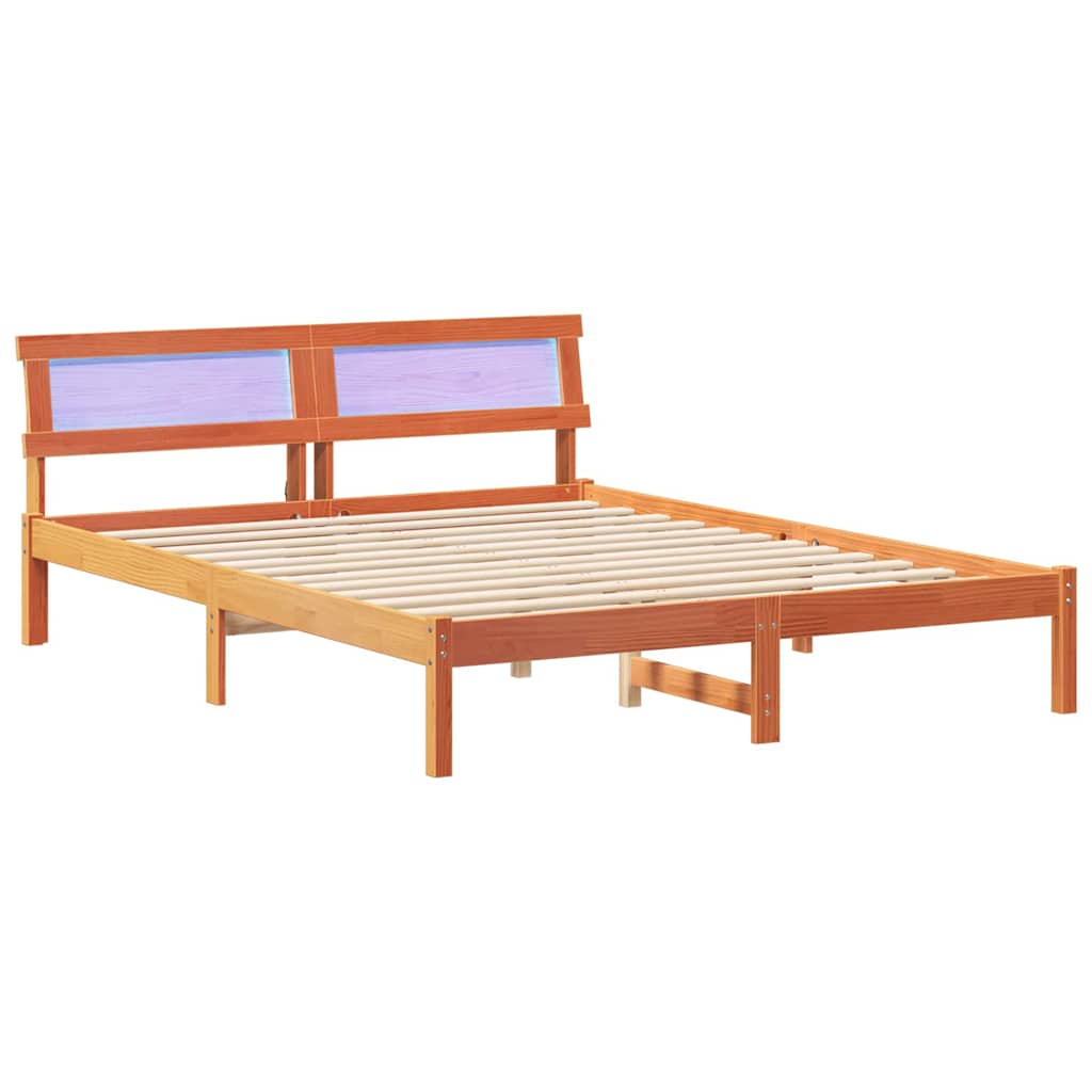 vidaXL Ramka łóżka Woskowy Brąz 140 x 200 cm Lite drewno sosnowe