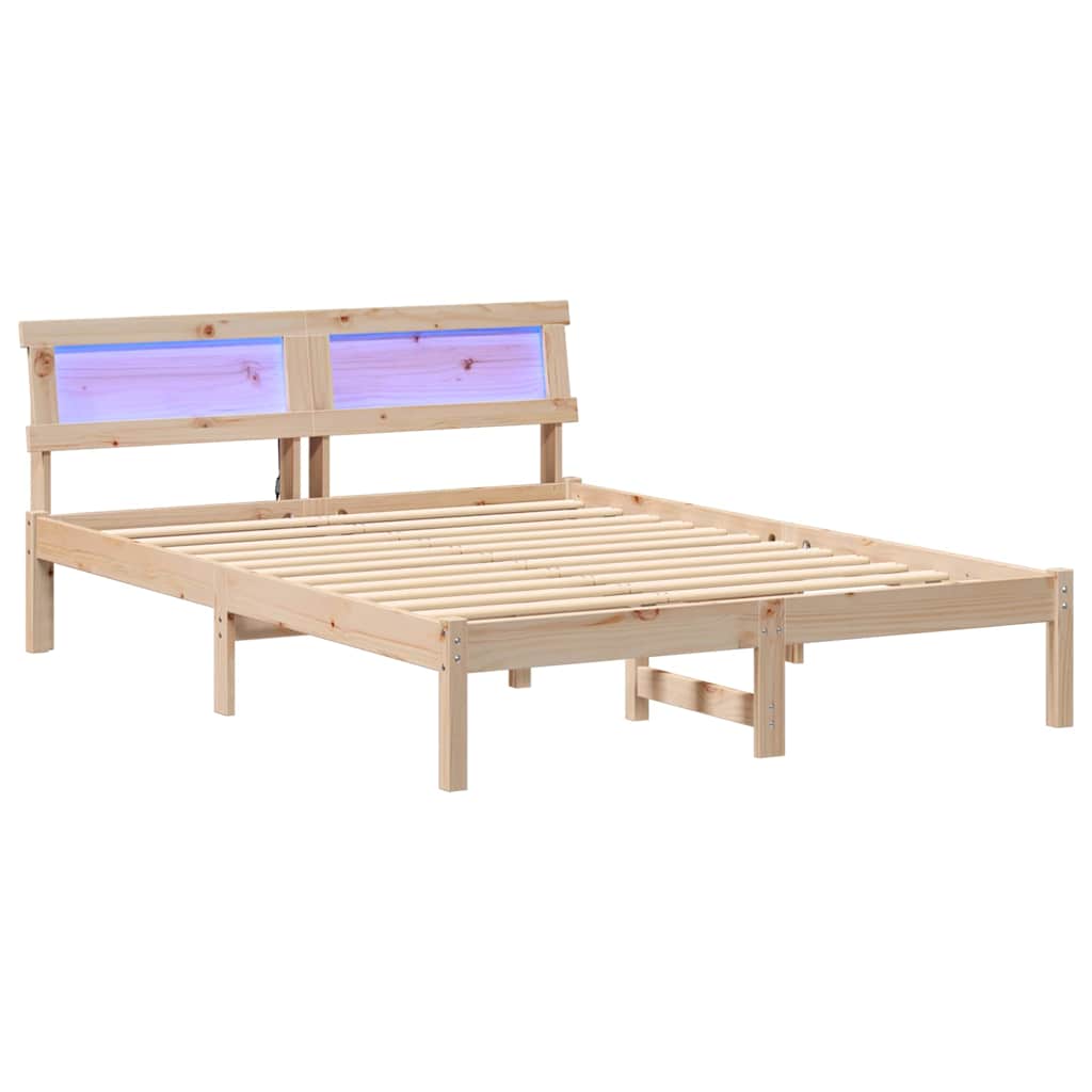vidaXL Ramka łóżka Brązowy 140 x 190 cm Lite drewno sosnowe