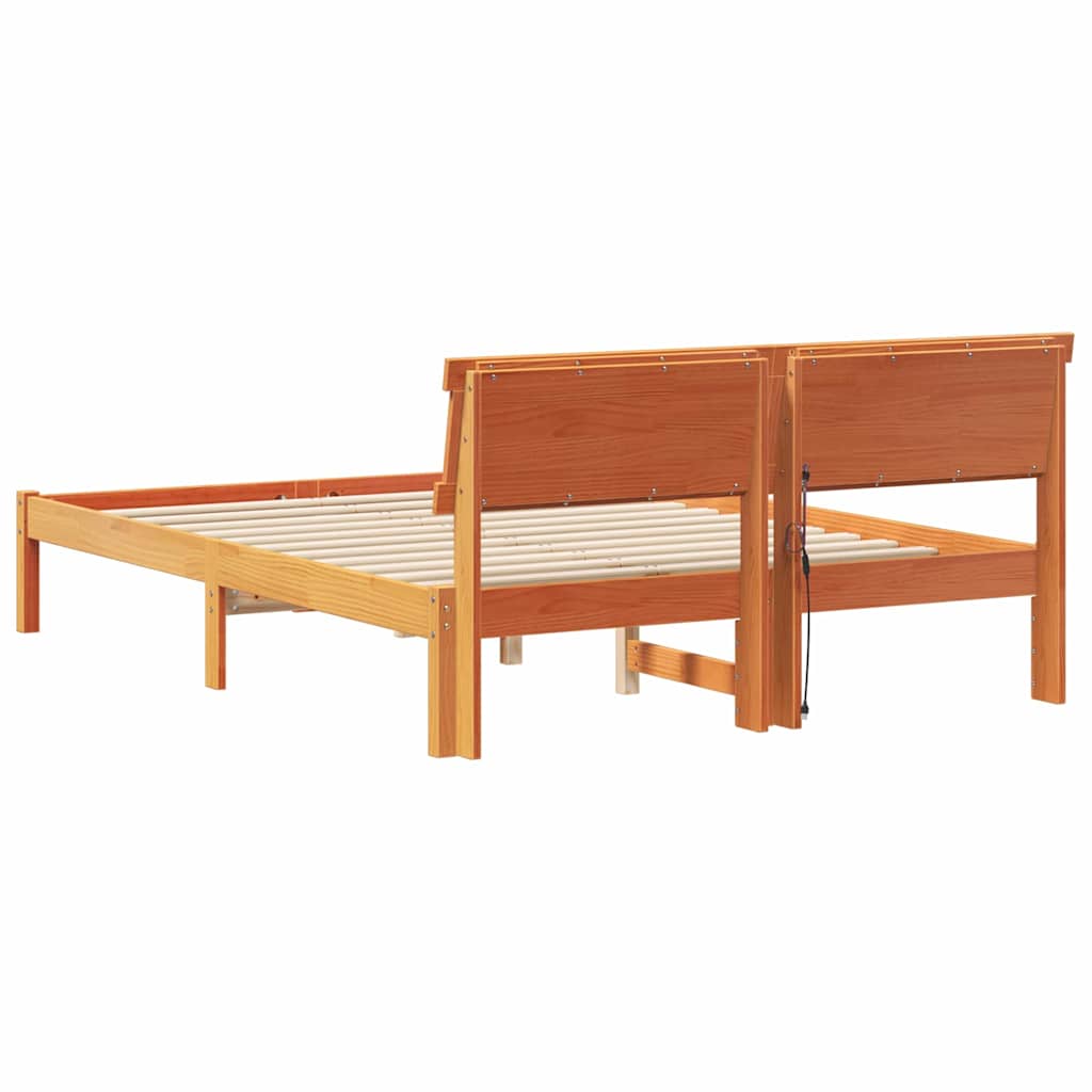 vidaXL Ramka łóżka Woskowy Brąz 140 x 190 cm Lite drewno sosnowe