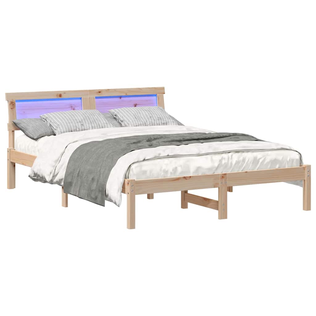 vidaXL Ramka łóżka Brązowy 135 x 190 cm Lite drewno sosnowe