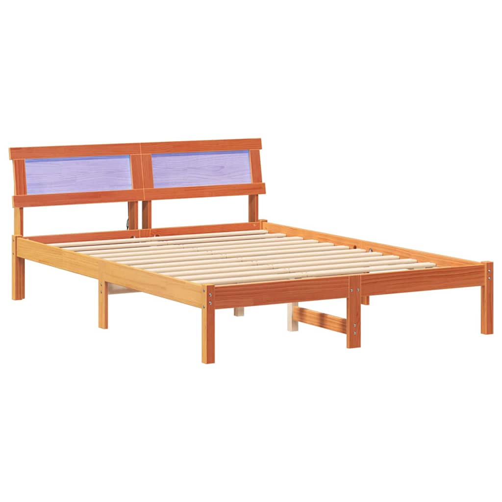vidaXL Ramka łóżka Woskowy Brąz 135 x 190 cm Lite drewno sosnowe