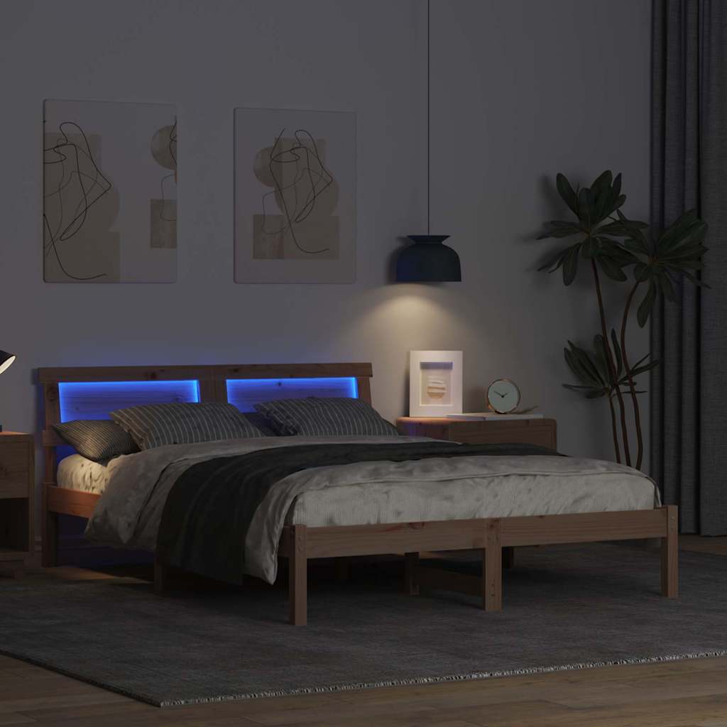 vidaXL Ramka łóżka Brązowy 120 x 190 cm Lite drewno sosnowe