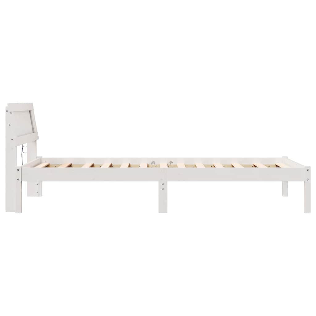 vidaXL Ramka łóżka Z zagłówkiem Biały 100 x 200 cm Lite drewno sosnowe