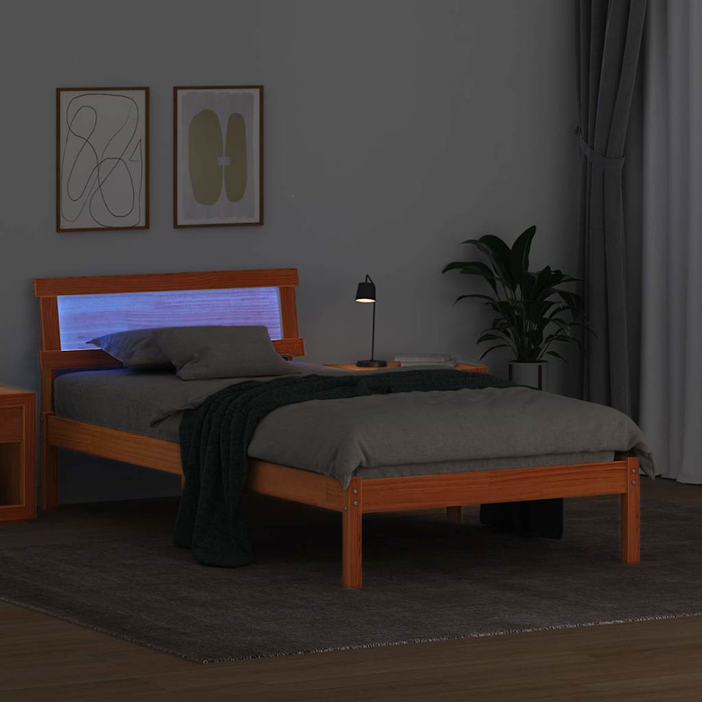 vidaXL Ramka łóżka Woskowy Brąz 100 x 200 cm Lite drewno sosnowe