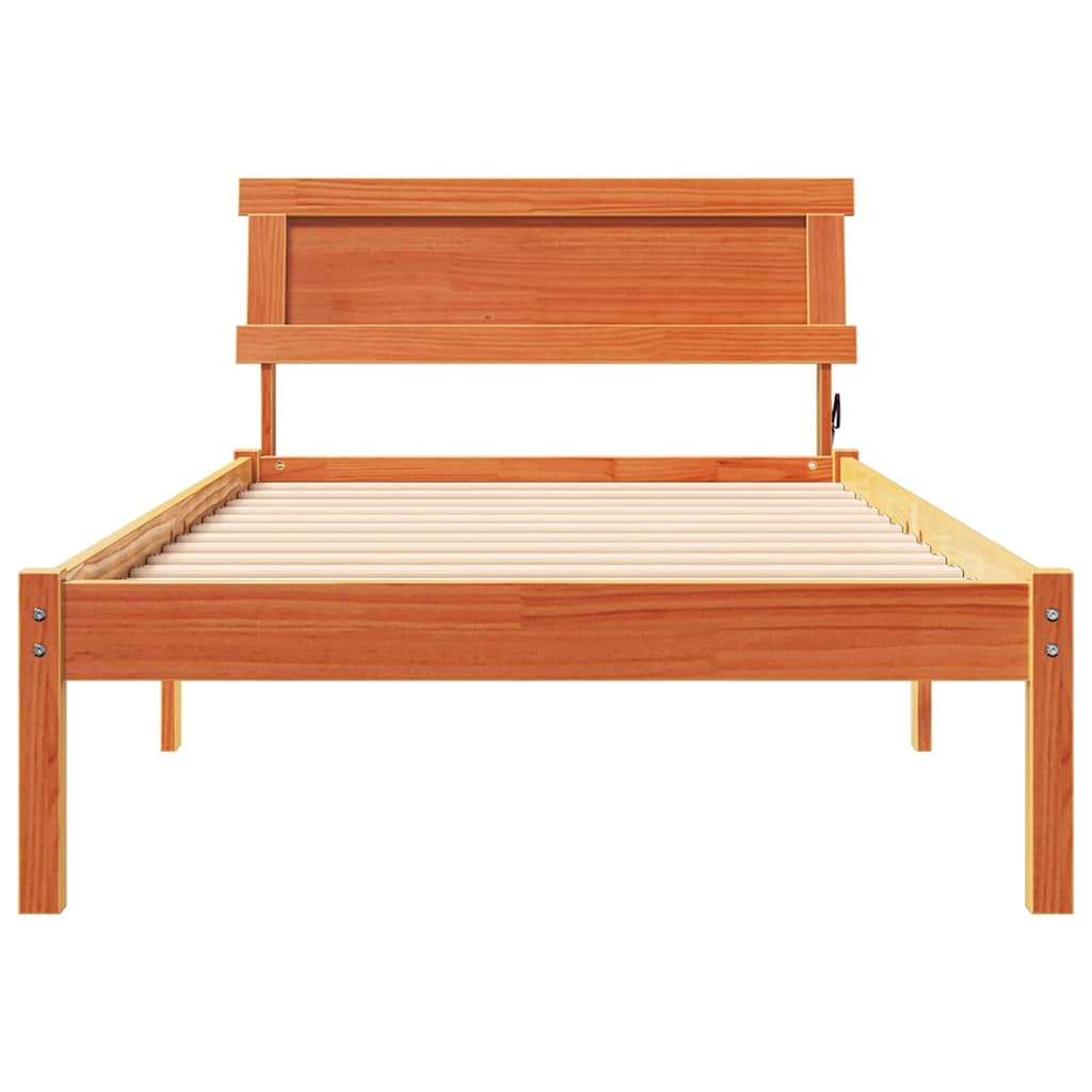 vidaXL Ramka łóżka Woskowy Brąz 100 x 200 cm Lite drewno sosnowe