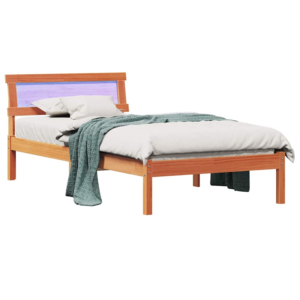 vidaXL Ramka łóżka Woskowy Brąz 100 x 200 cm Lite drewno sosnowe