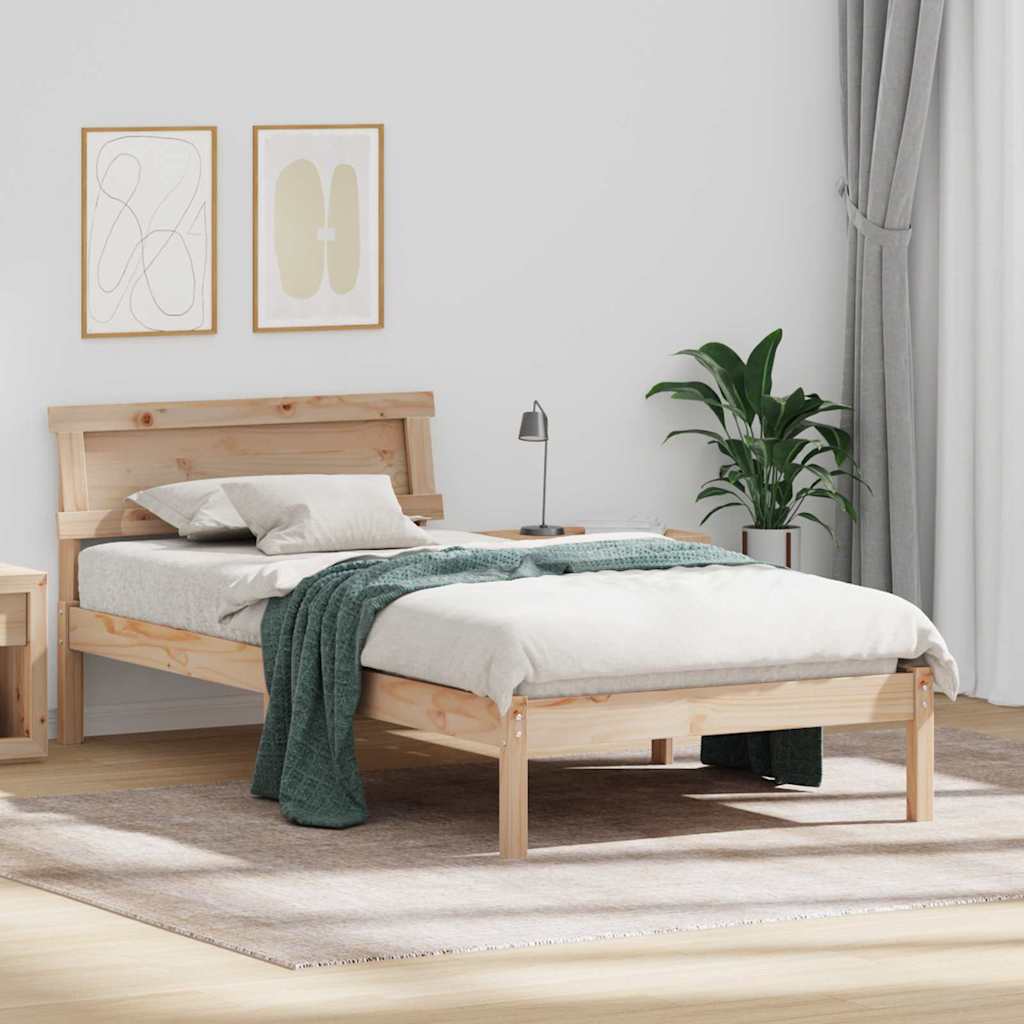 vidaXL Ramka łóżka Brązowy 90 x 200 cm Lite drewno sosnowe