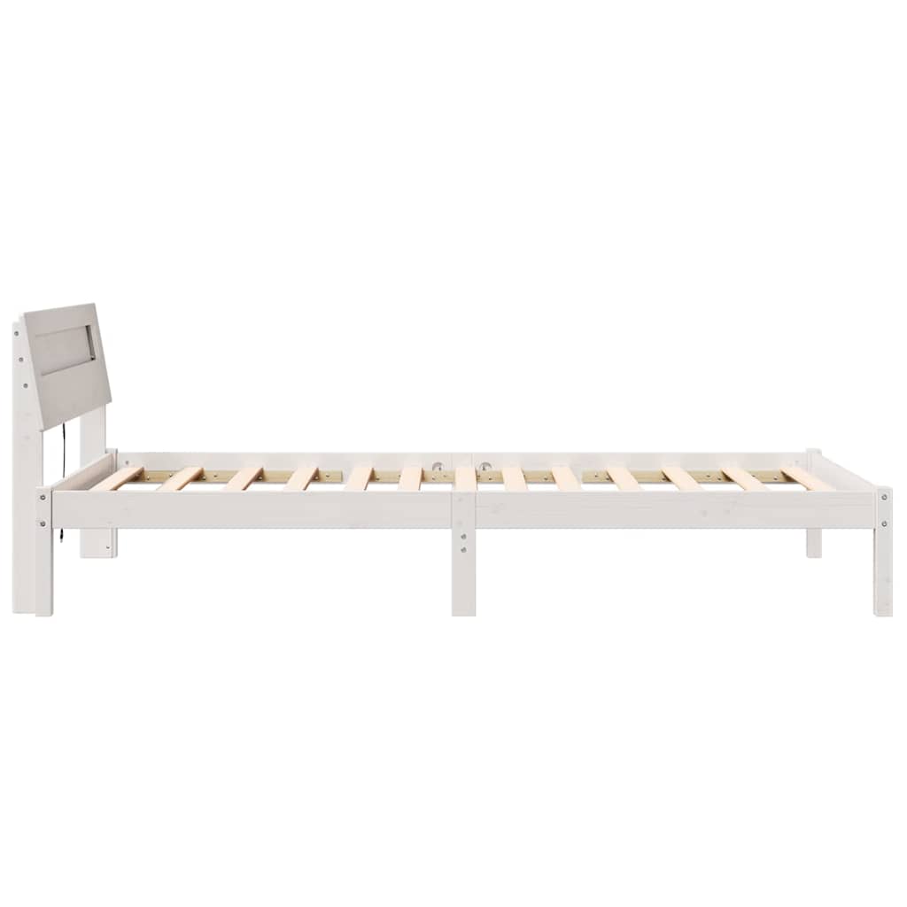 vidaXL Ramka łóżka Z zagłówkiem Biały 90 x 200 cm Lite drewno sosnowe