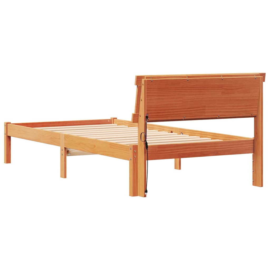 vidaXL Ramka łóżka Woskowy Brąz 90 x 200 cm Lite drewno sosnowe