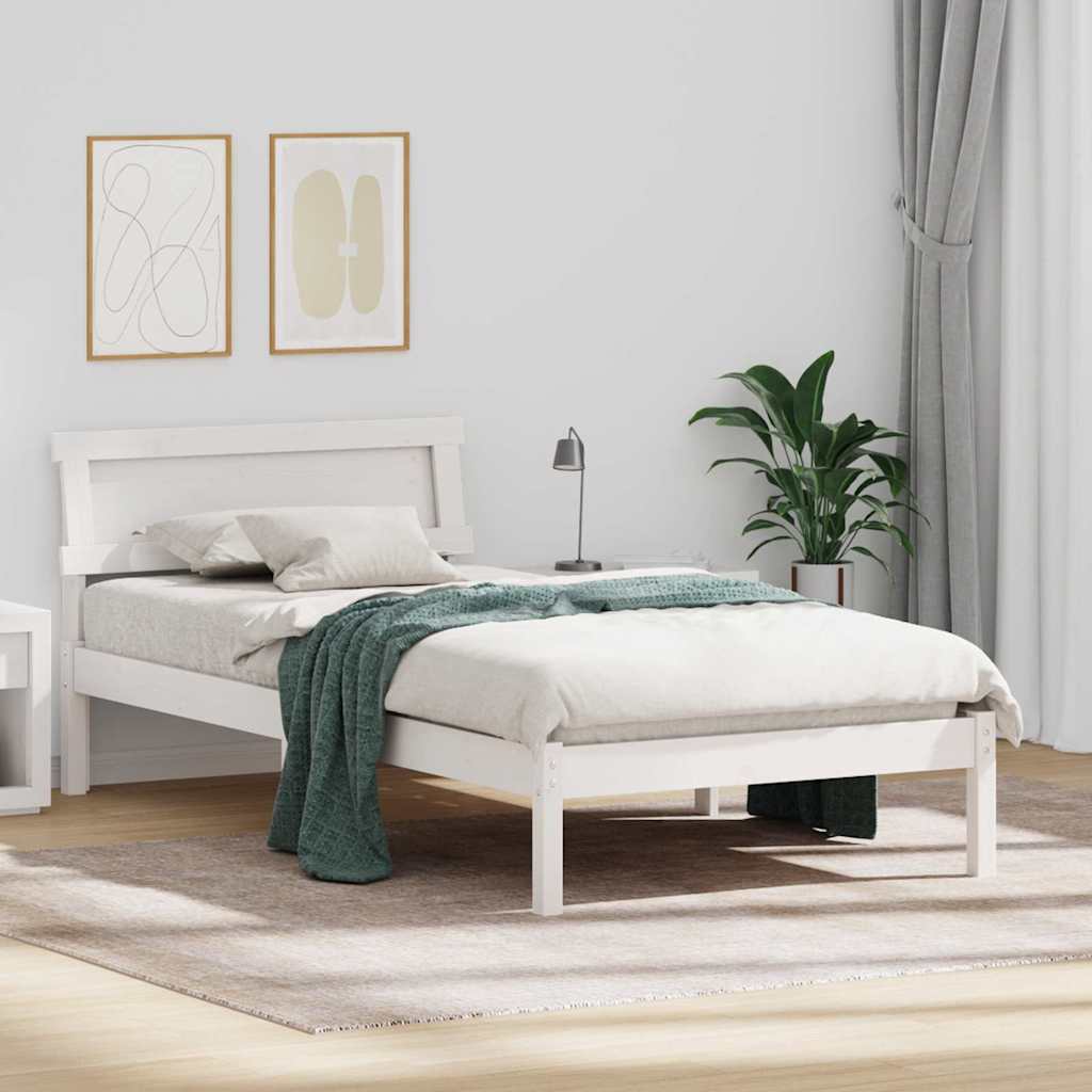 vidaXL Ramka łóżka Z zagłówkiem Biały 80 x 200 cm Lite drewno sosnowe