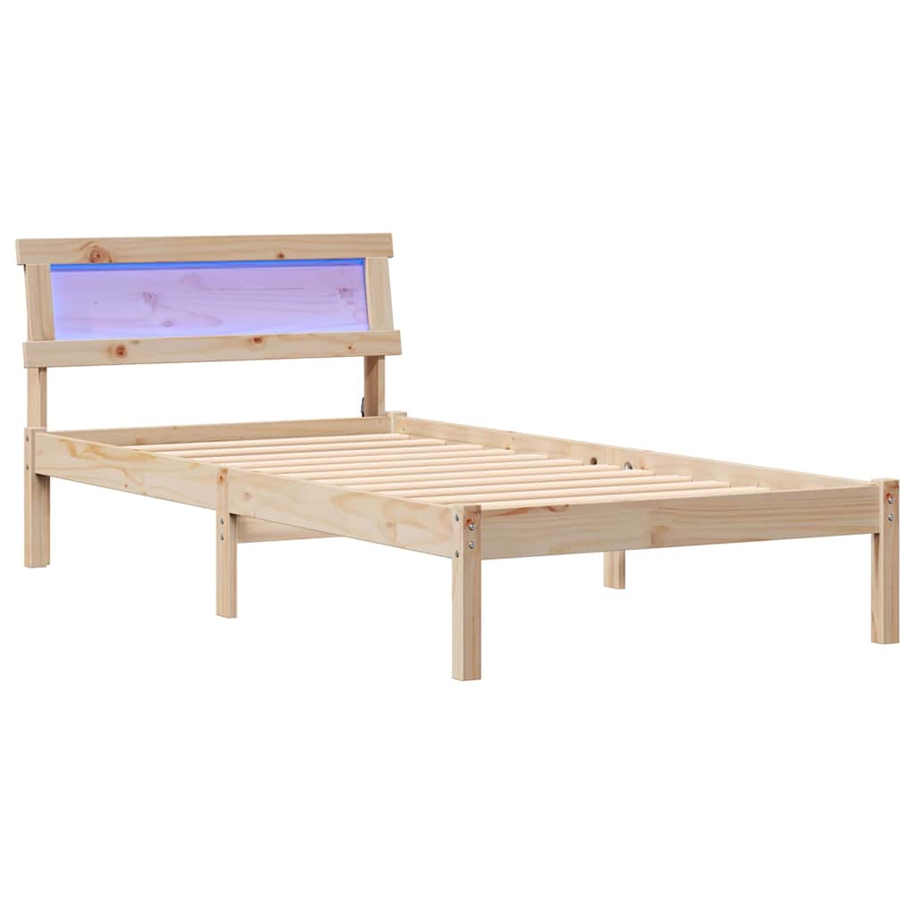vidaXL Ramka łóżka Brązowy 75 x 190 cm Lite drewno sosnowe