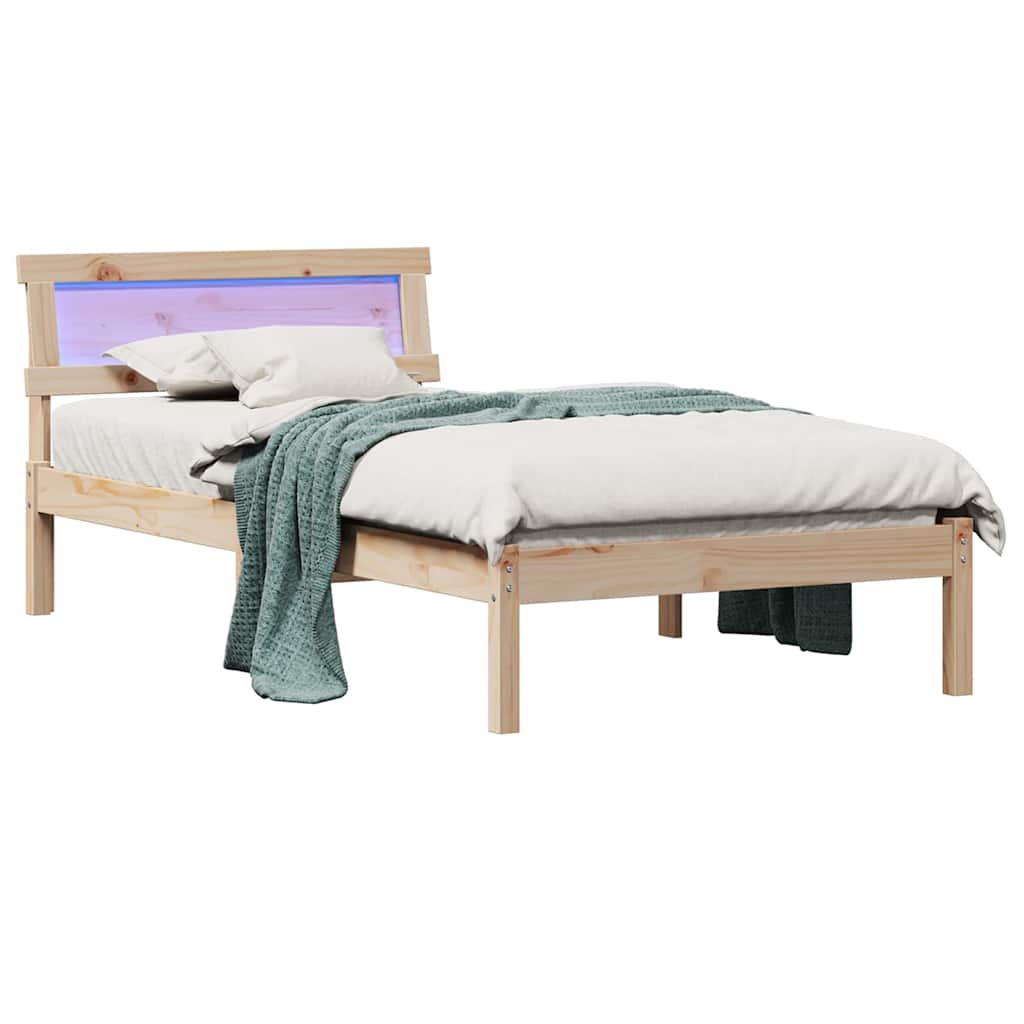 vidaXL Ramka łóżka Brązowy 75 x 190 cm Lite drewno sosnowe