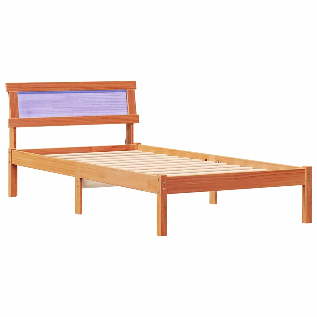 vidaXL Ramka łóżka Woskowy Brąz 75 x 190 cm Lite drewno sosnowe