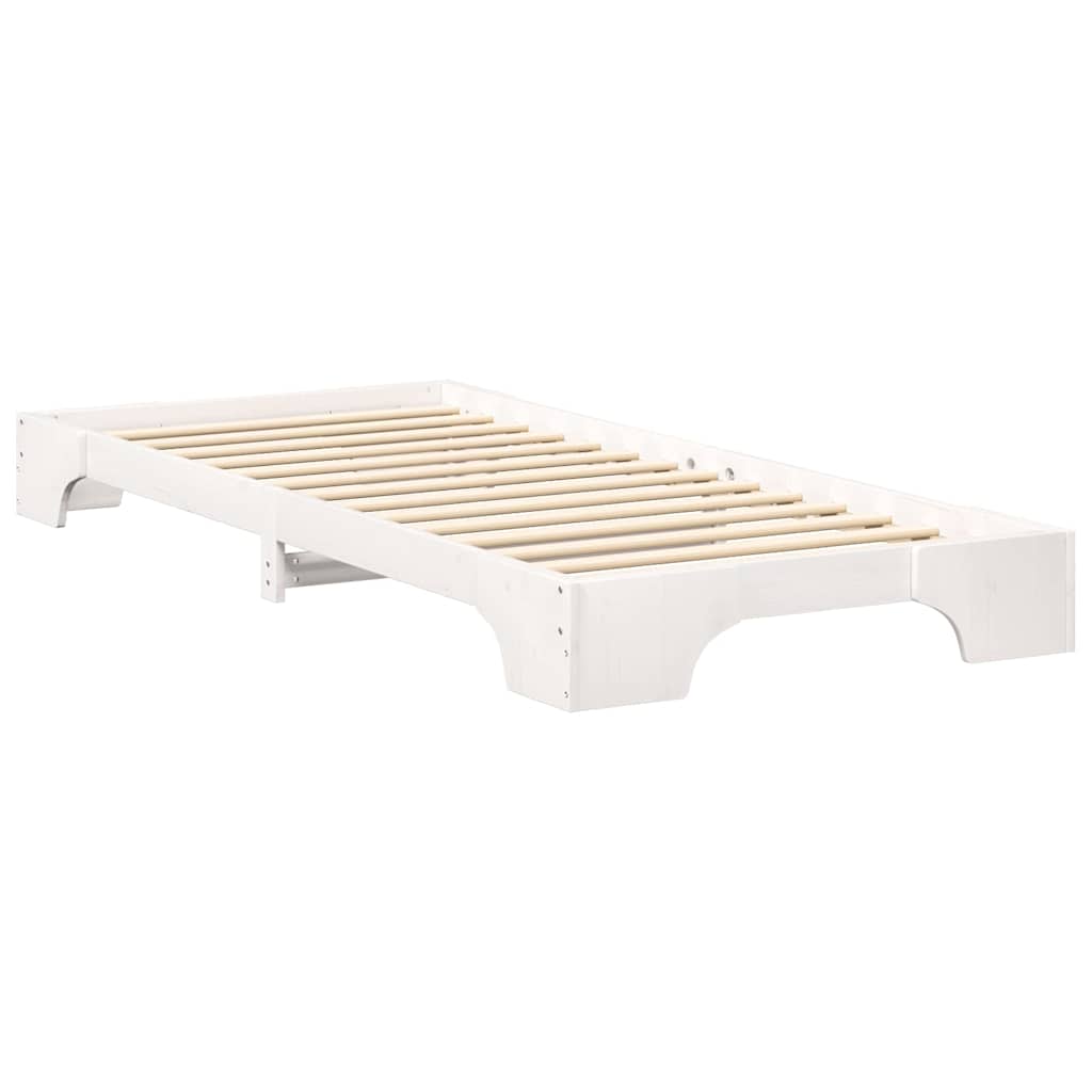 vidaXL Ramka łóżka Biały 80 x 210 cm Lite drewno sosnowe