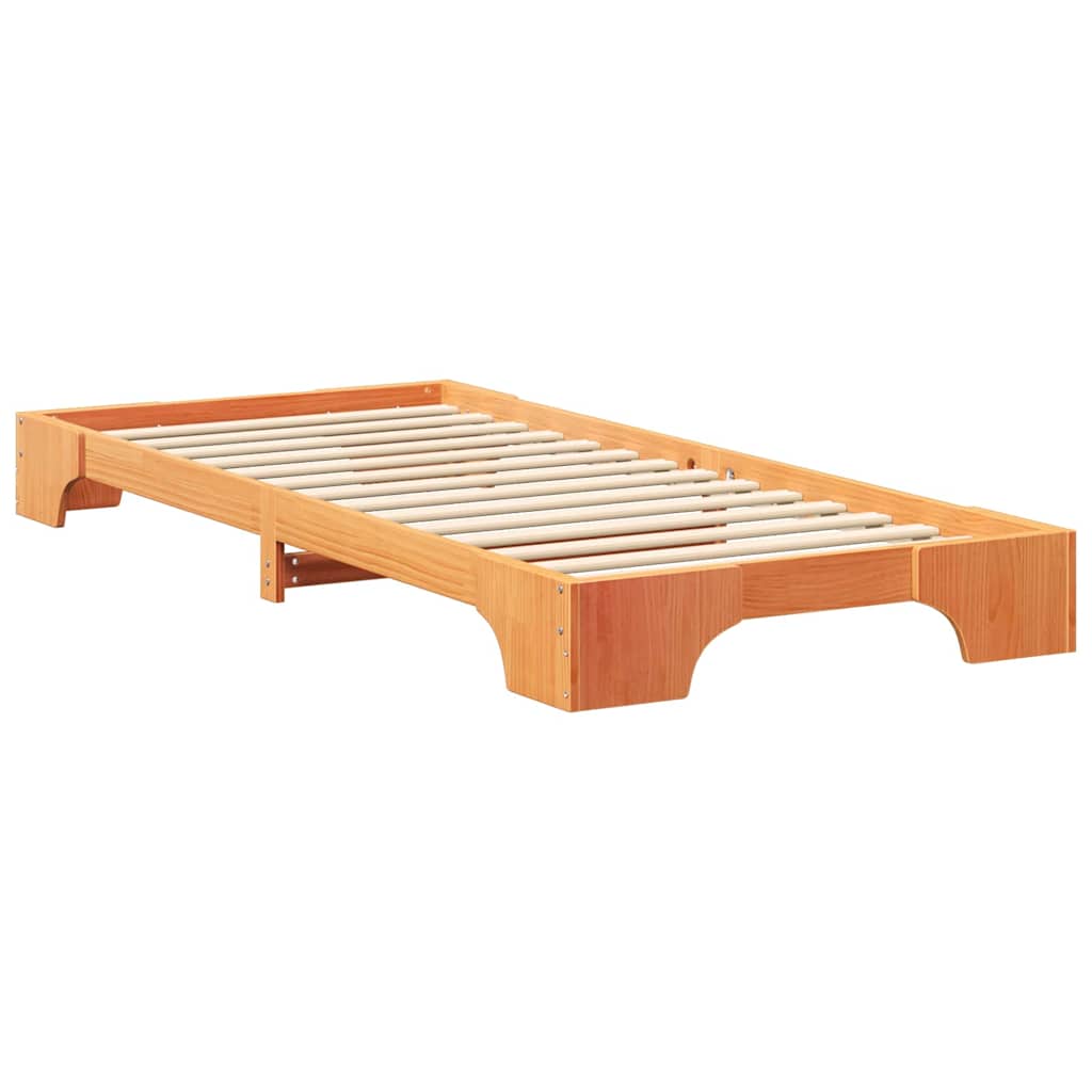 vidaXL Ramka łóżka Brązowy 80 x 210 cm Lite drewno sosnowe