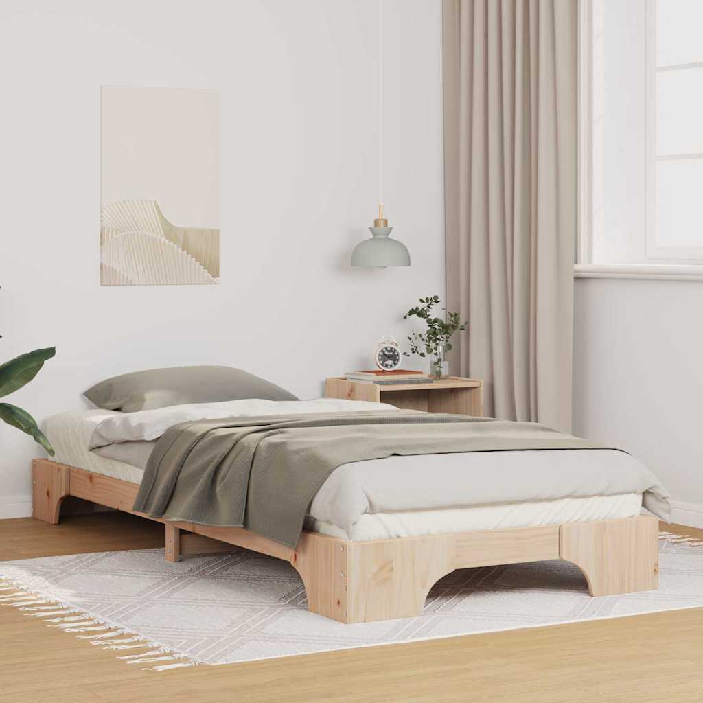 vidaXL Ramka łóżka Brązowy 90 x 210 cm Lite drewno sosnowe