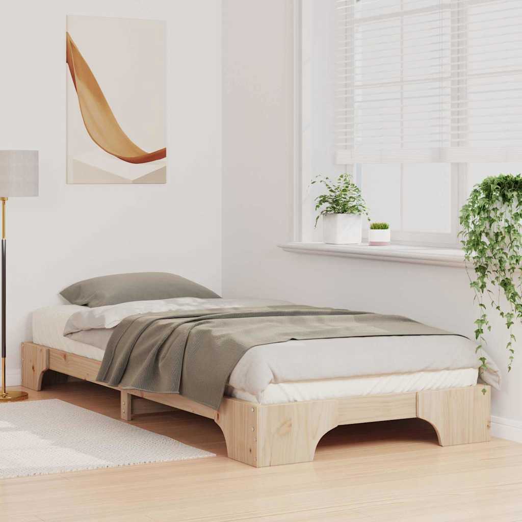 vidaXL Ramka łóżka Brązowy 90 x 210 cm Lite drewno sosnowe