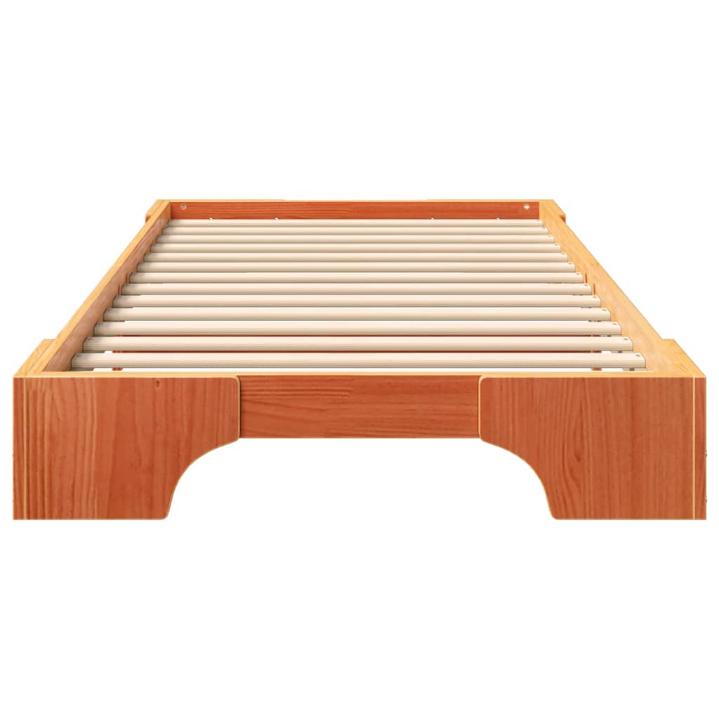 vidaXL Ramka łóżka Brązowy 90 x 210 cm Lite drewno sosnowe