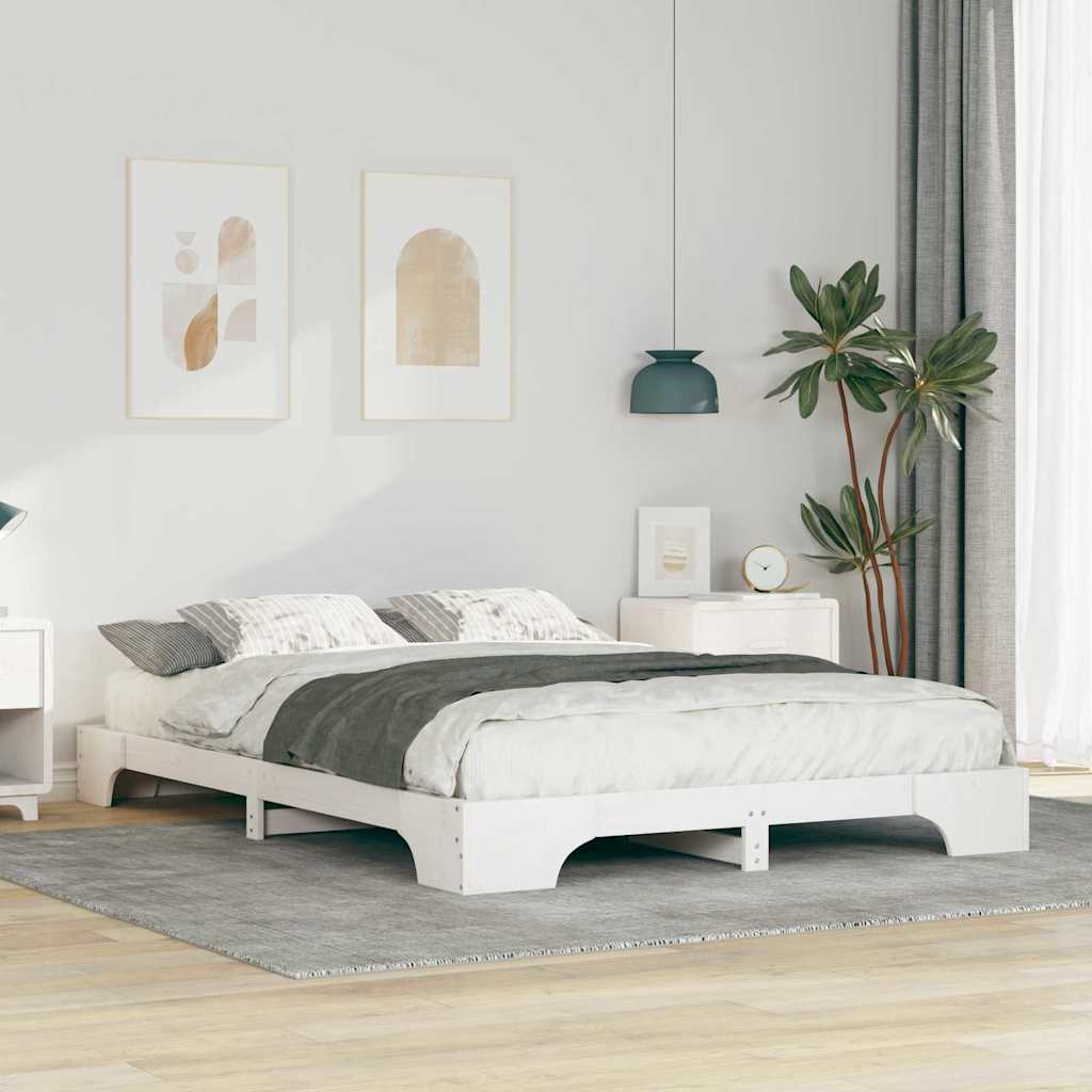 vidaXL Ramka łóżka Biały 140 x 210 cm Lite drewno sosnowe